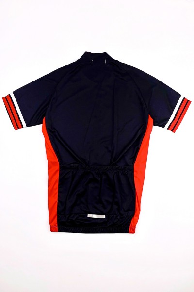 Manufacture zipper style road cycling jersey fashion design black jersey side contrast color milk silk moisture wicking cycling jersey cycling jersey supplier SKCSCP014 front view